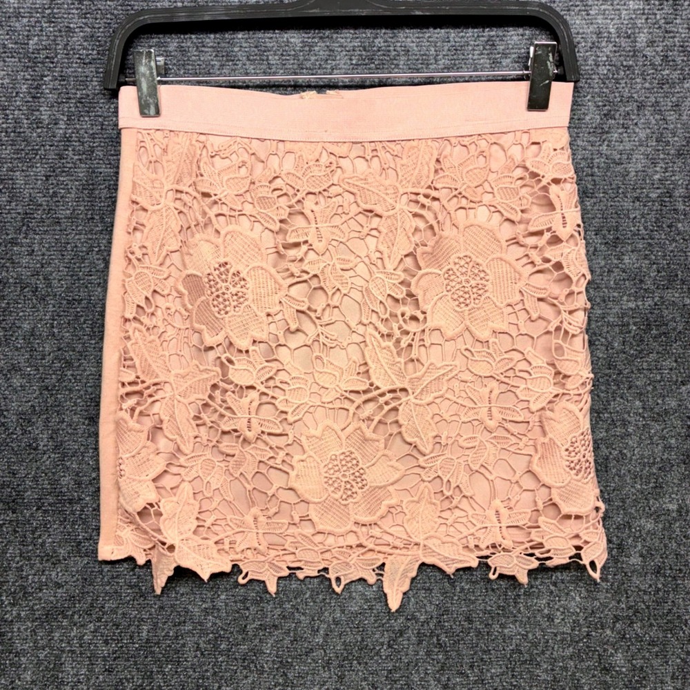 American Eagle Outfitters Lace Mini Skirt 6 Dusty Rose Floral Scalloped Cottage